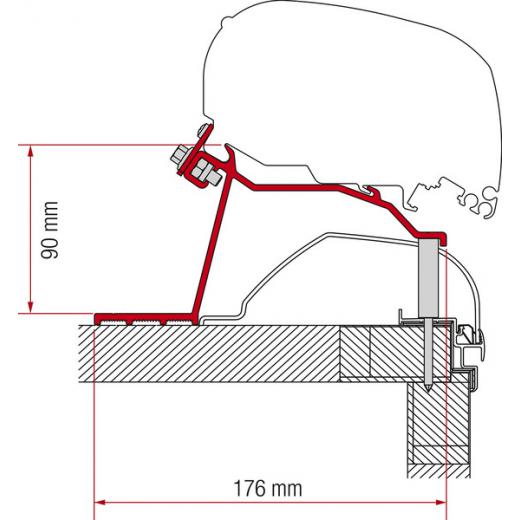 Adapter Fiamma Markise F65L und F80S für Hobby-Caravan ab 2014