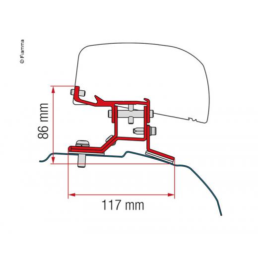 Adapter für Dachmarkise F40van Ford Transit Custom kurzer Radstand UK-Version