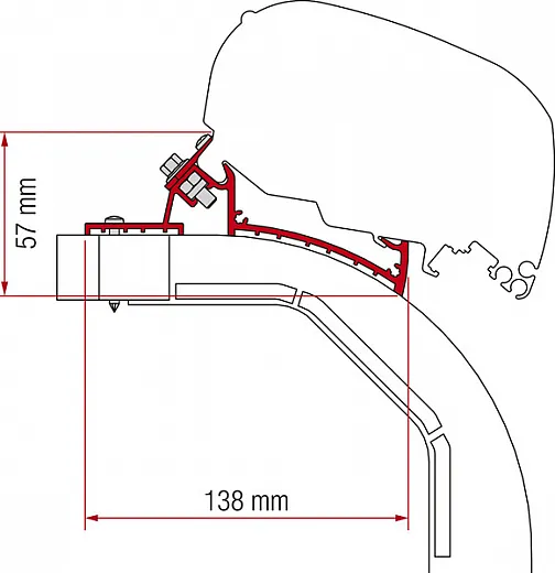 Adapter Markise F65L und F80S Arca Mobilvetta