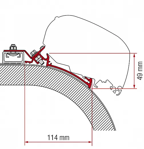 Adapter Markise F65L und F80S Rapido Distinction 400 cm