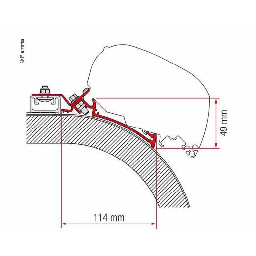 Adapter Markise F65L und F80S Rapido Distinction 490 cm