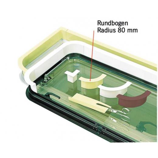 Fensterabdeckprofil, Fensterrahmen -Rundbogen Radius 80 mm