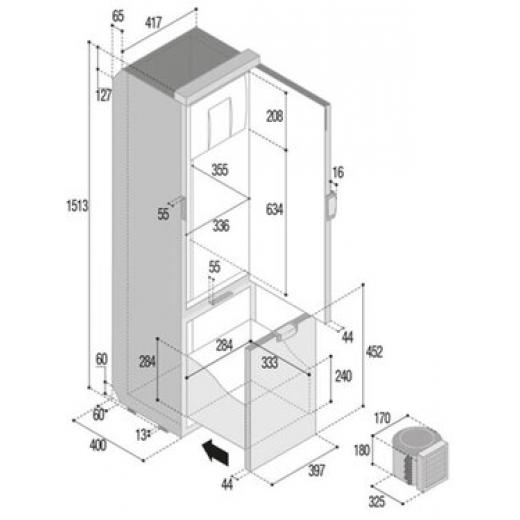 Kühlschrank SLIM 150 CHR - Grau