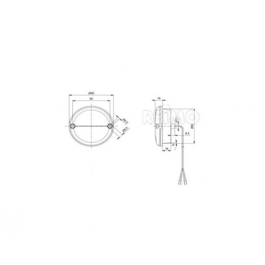 LED-Nebelschlußleuchte 12V, 3W IP67 500 mm Kabel rot