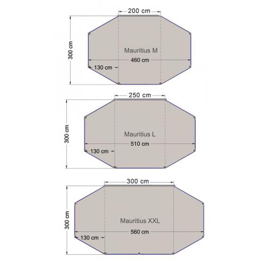 Sonnenvordach Mauritius L 5,1x3m, 2 Aufstellstangen