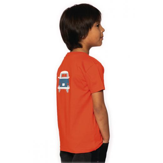 T-Shirt KIDS Bulli FrontVW, Größe 104/110, 100% Baumwolle tomatenrot