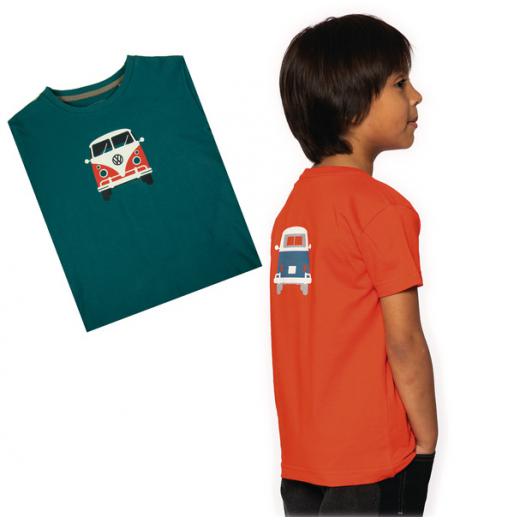 T-Shirt KIDS Bulli FrontVW, Größe 116/122,100% Baumwolle petrolblau