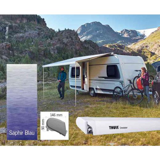 Thule Omnistor 6300, Dachmarkise, Saphir Blau, Gehäuse weiß, 450cm