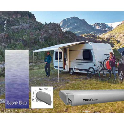 Thule Omnistor 6300, Dachmarkise, Saphir Blau, Gehäusefarbe eloxiert, 450cm