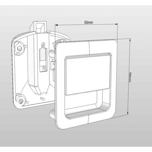 Türschloss 55x59mm Matt Chrom Türstärke 12-18mm