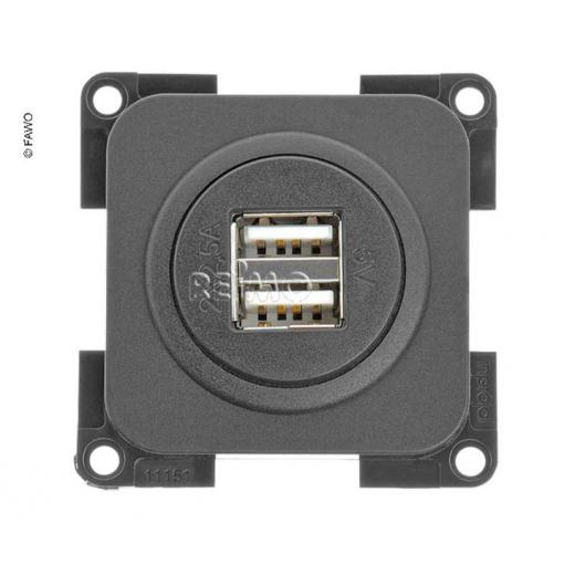 USB-Doppelladesteckdose 5V / 2x 2,5 A. Schiefergrau