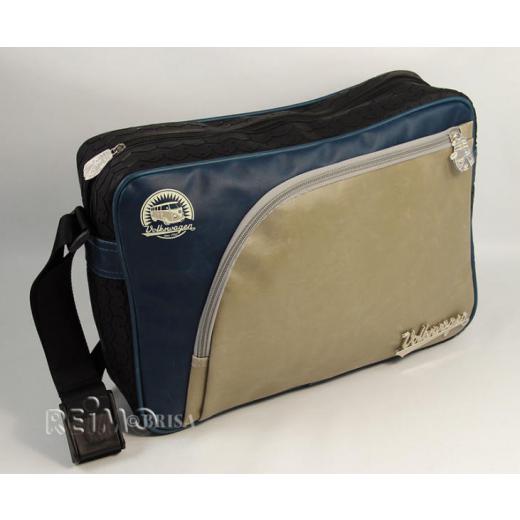 VW Collection Schultertasche Reifenprofil,25x35x10cm,blau/grau