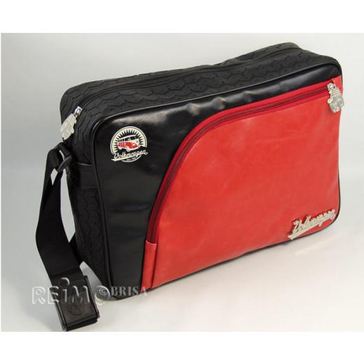 VW Collection Schultertasche Reifenprofil,25x35x10cm, rot/schwarz