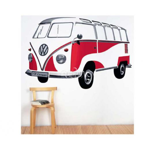 VW Collection VW Bulli Wandtattoo, Samba classic rot, 180x120cm