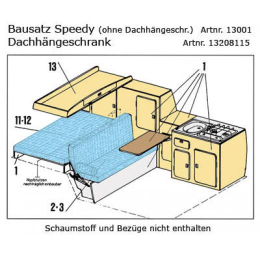 VW T3 Dachstaukasten inkl. Tragblech zur Befestigung des Bausatzes