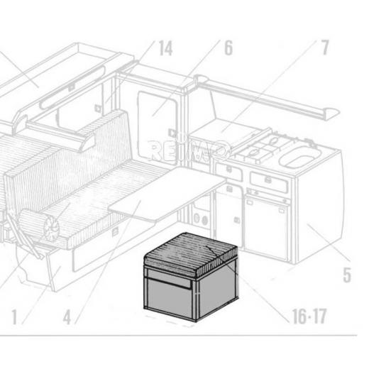 VW T3 Porta Potti Staukasten Granitto Schichtstoff als Bausatz