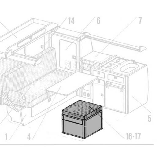 VW T3 Seitensitz für E-Heizung Granitto Schichtstoff als Bausatz