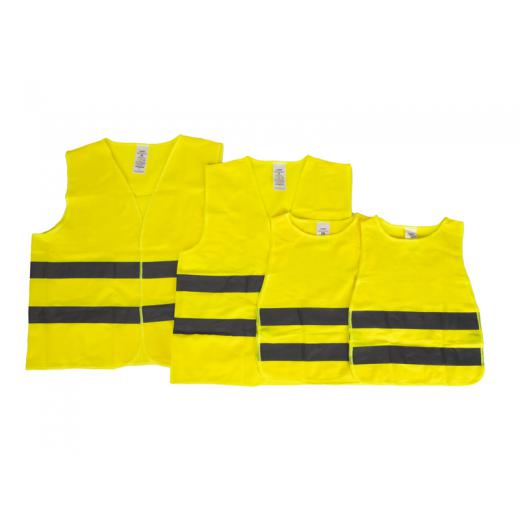 Warnwesten Set gelb, 2x Erwachsene (1x XL/1x XXL) + 2x Kinder