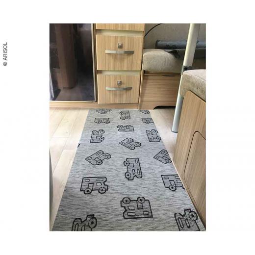 Wohnraumteppich 50x150cm grau, Muster, 45% Polyester/55% Baumwolle