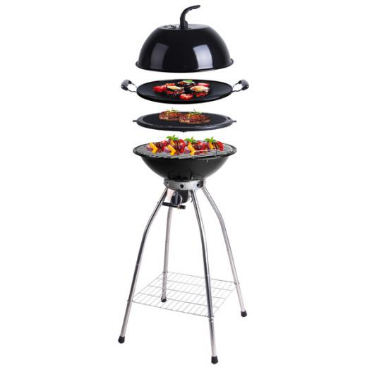 Woki Gasgrillset 50 mbar mit Rost, Wok, Grillplatte & Deckel